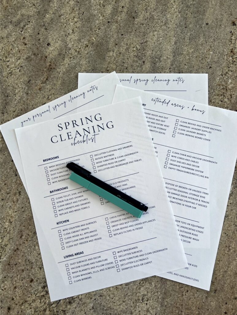Printable spring cleaning checklist ready for seasonal home reset