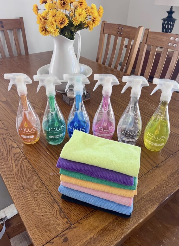 JAWS cleaning supplies and reusable cleaning cloths for spring cleaning
